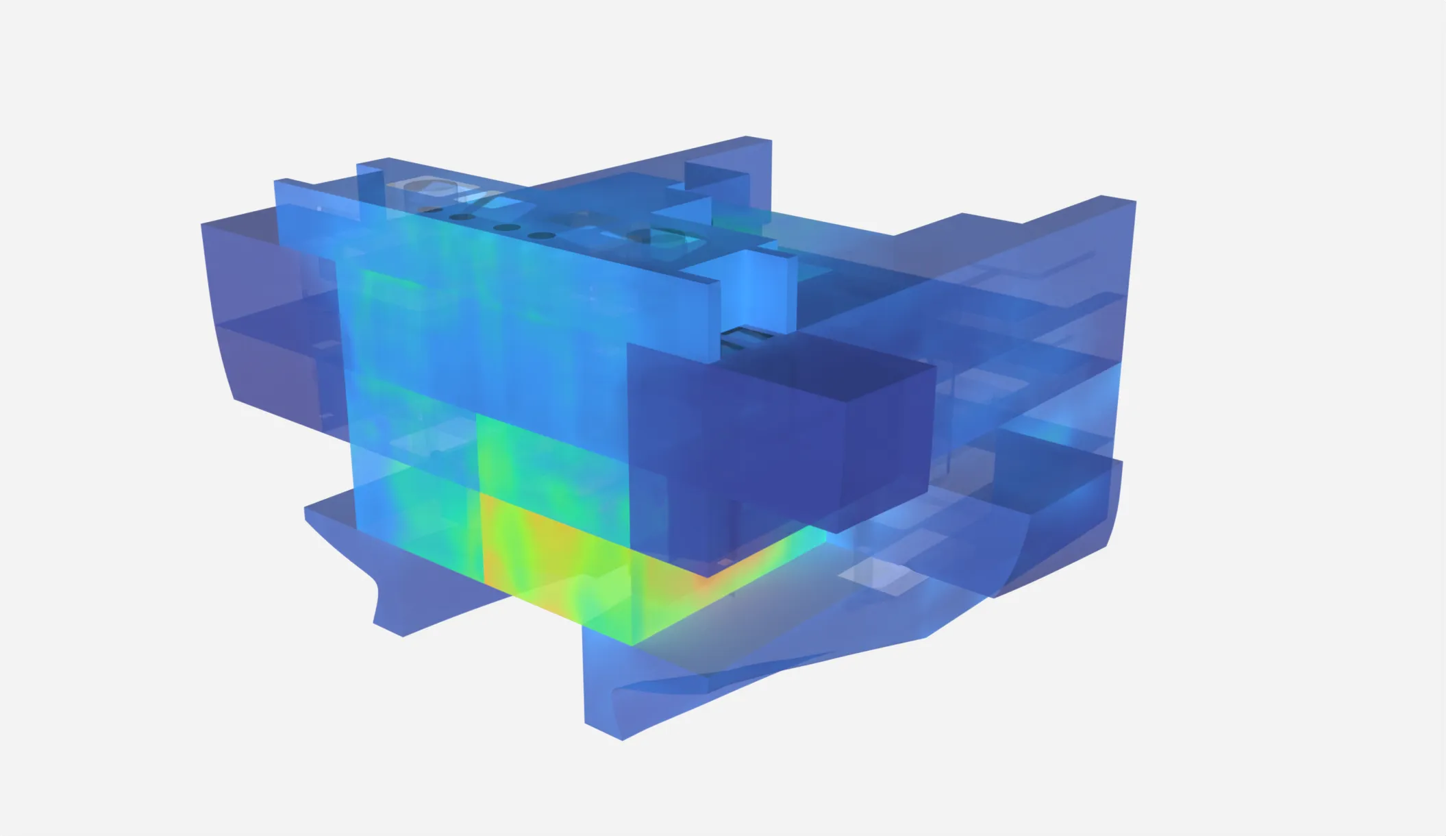Figure 2: Temperature Field at Vessel Internal and External Walls for the Proposed Solution by Novenco Marine & Offshore.